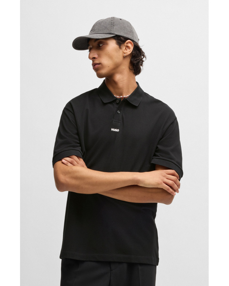 Polo en piqué de coton avec logo imprimé