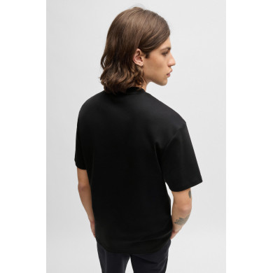 Ceinture en cuir grainé avec logo en métal argenté