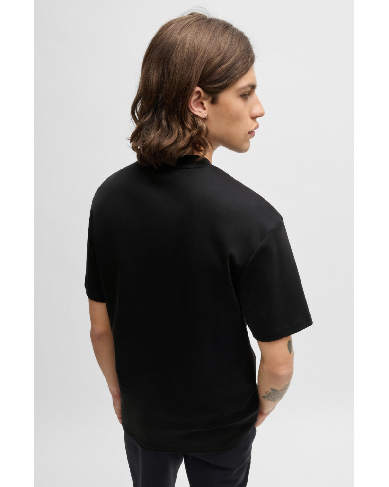 Ceinture en cuir grainé avec logo en métal argenté