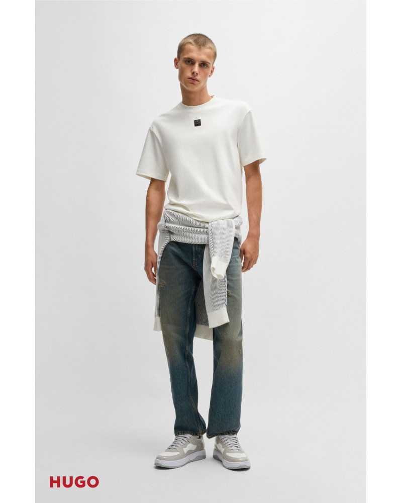 Ceinture en cuir avec passant à logo estampé