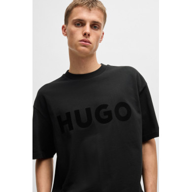 T-shirt en jersey de coton avec logo ton sur ton Hugo
