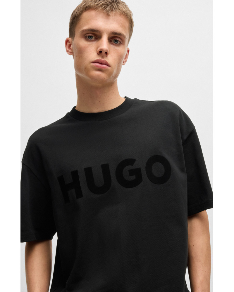 T-shirt en jersey de coton avec logo ton sur ton Hugo