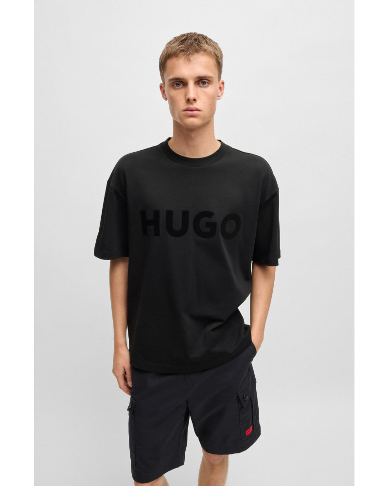 T-shirt en jersey de coton avec logo ton sur ton Hugo