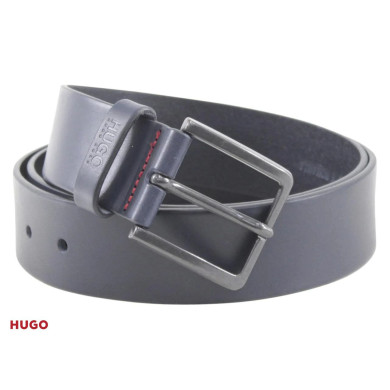 Ceinture en cuir italien avec passant à logo estampé