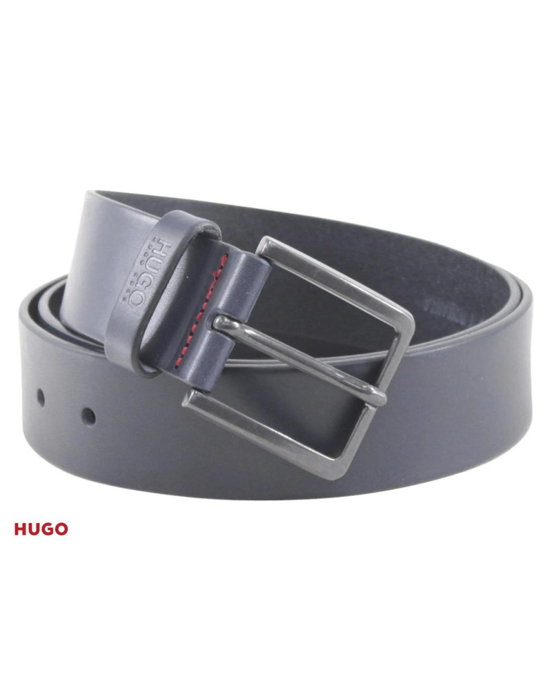 Ceinture en cuir italien avec passant à logo estampé