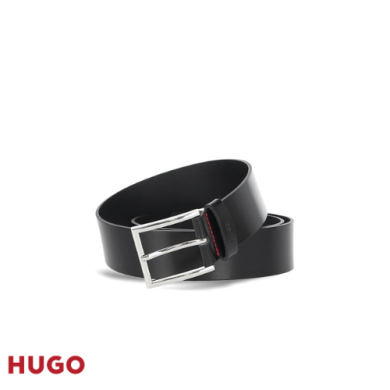 Ceinture en cuir avec passant à logo estampé