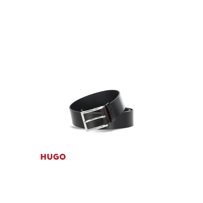 Ceinture en cuir avec passant à logo estampé Ceinture en cuir avec passant à logo estampé