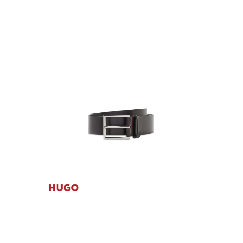 Ceinture en cuir avec passant à logo estampé Ceinture en cuir avec passant à logo estampé