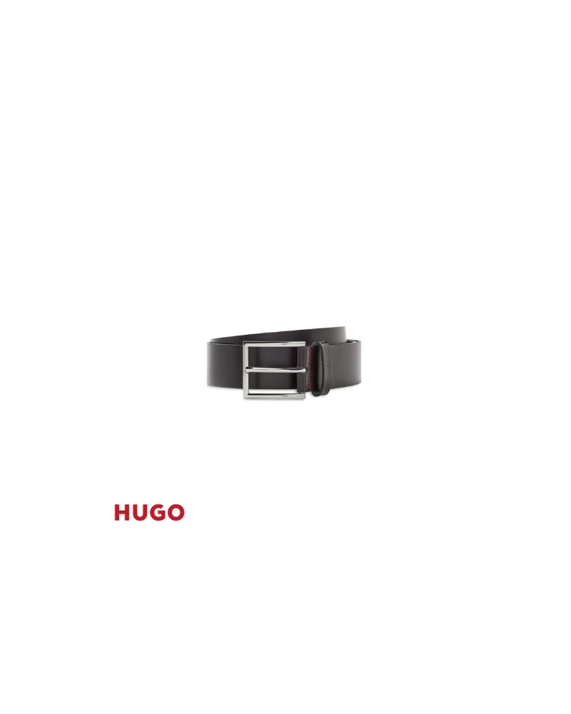 Ceinture en cuir avec passant à logo estampé
