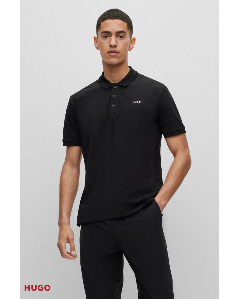 Polo en piqué de coton avec logo imprimé