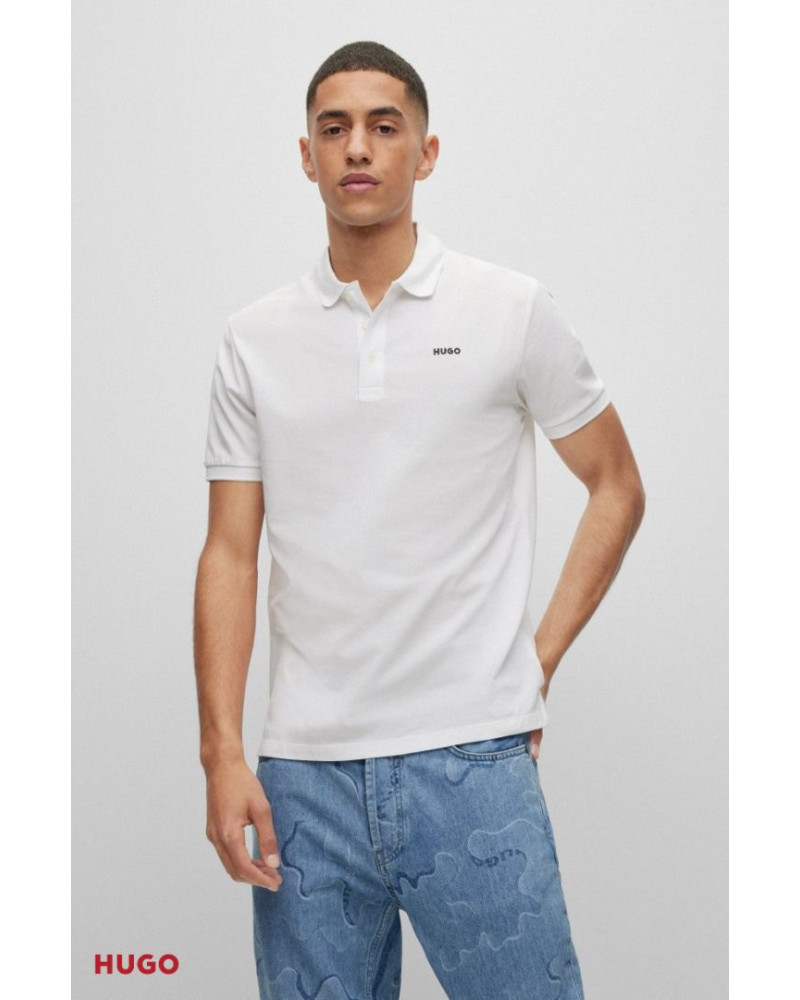 Polo en piqué de coton avec logo imprimé