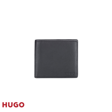 Portefeuille à deux volets en cuir avec logos
