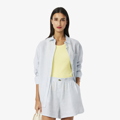 Chemise oversize en lin à rayures