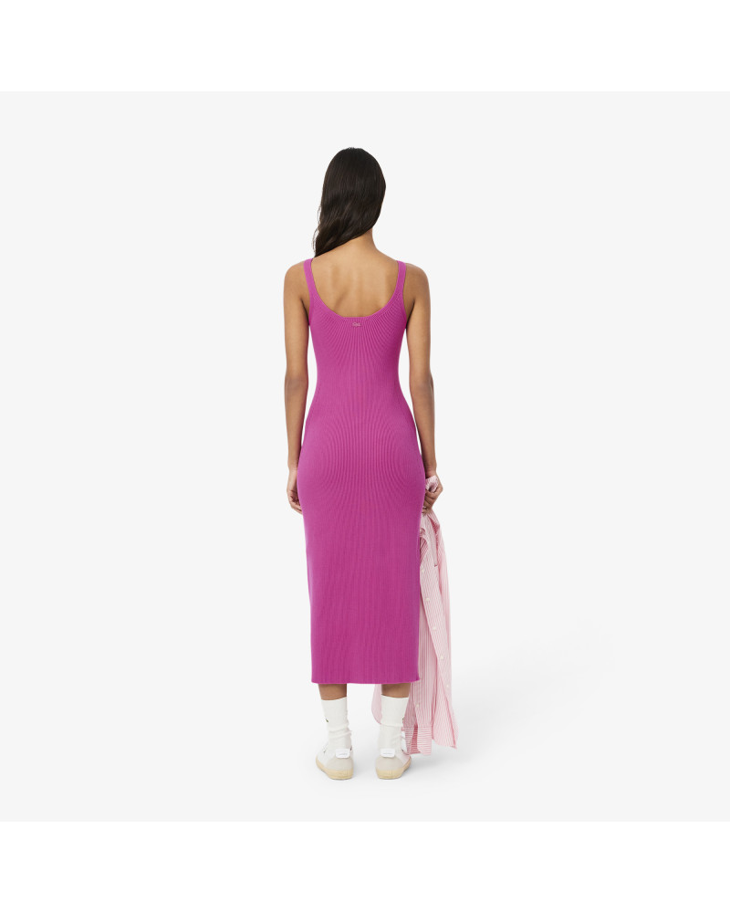 Robe longue côtelée sans coutures