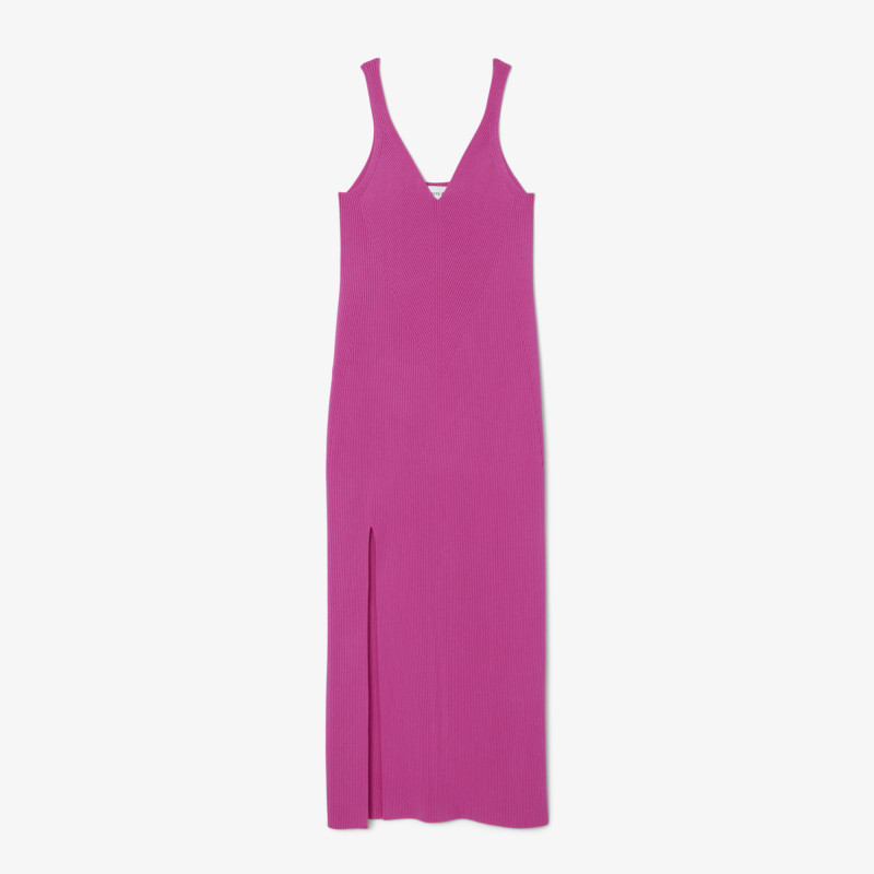 Robe longue côtelée sans coutures