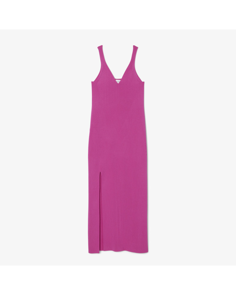 Robe longue côtelée sans coutures
