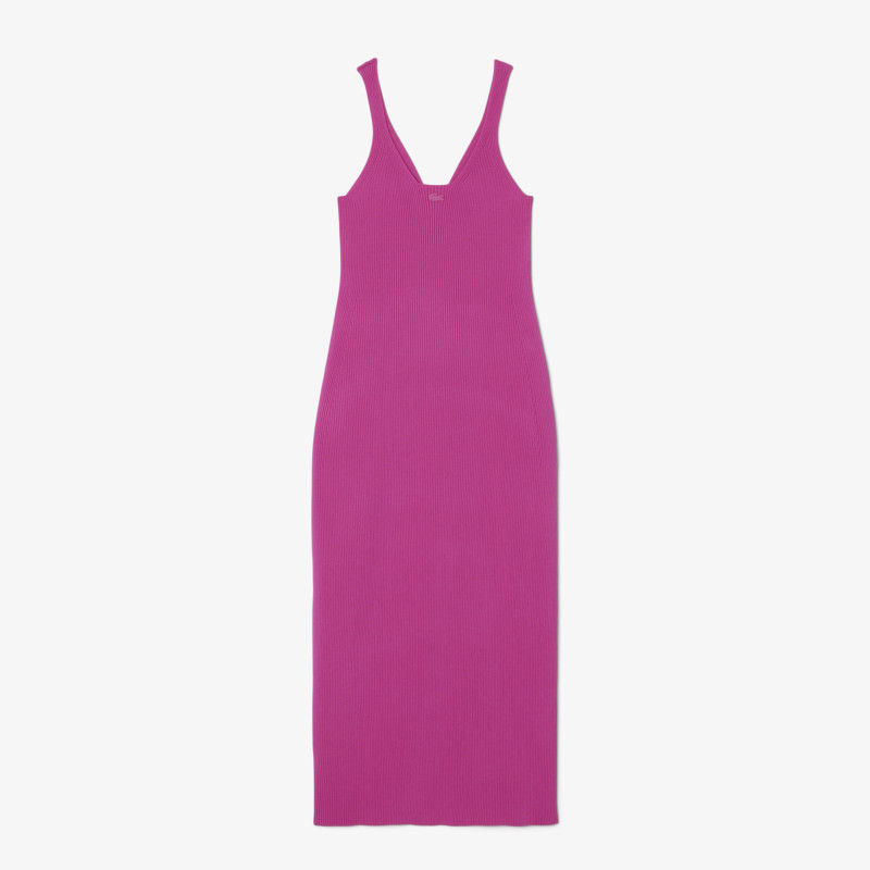 Robe longue côtelée sans coutures