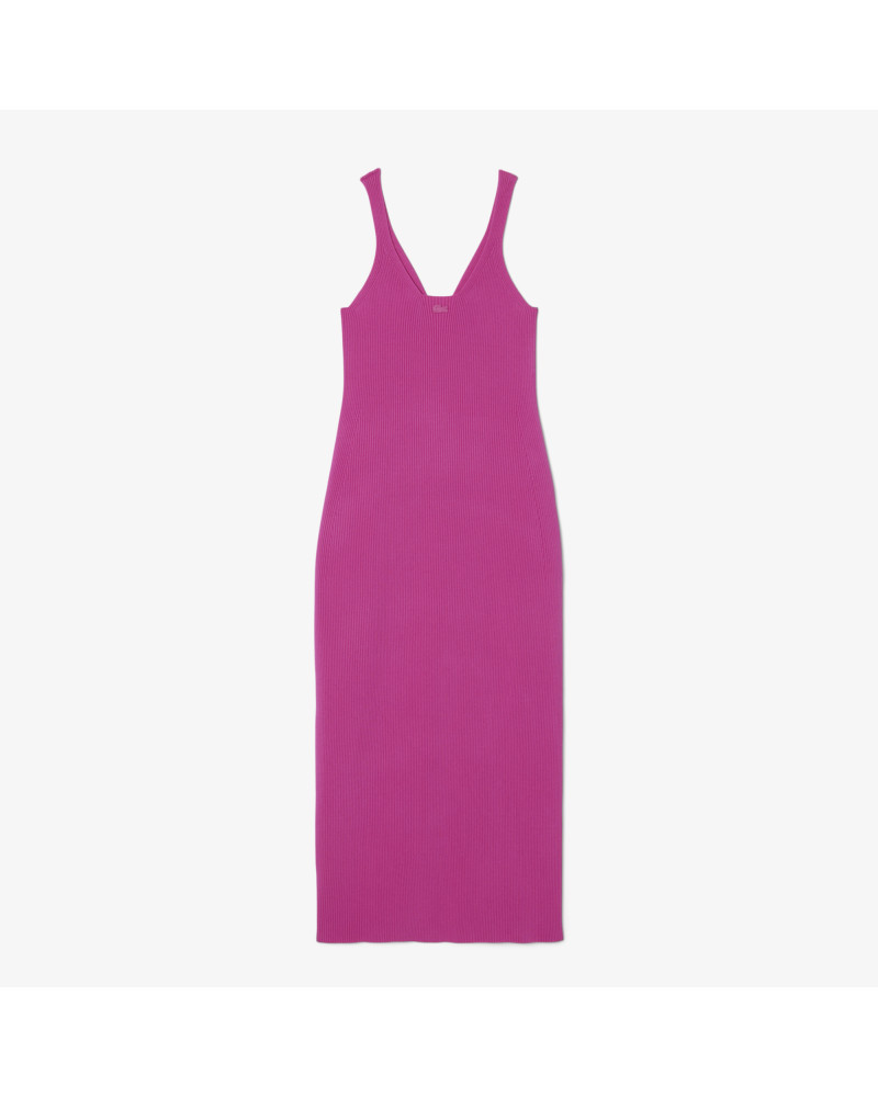 Robe longue côtelée sans coutures