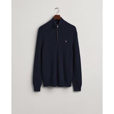 COTTON WOOL RIB HALF ZIP