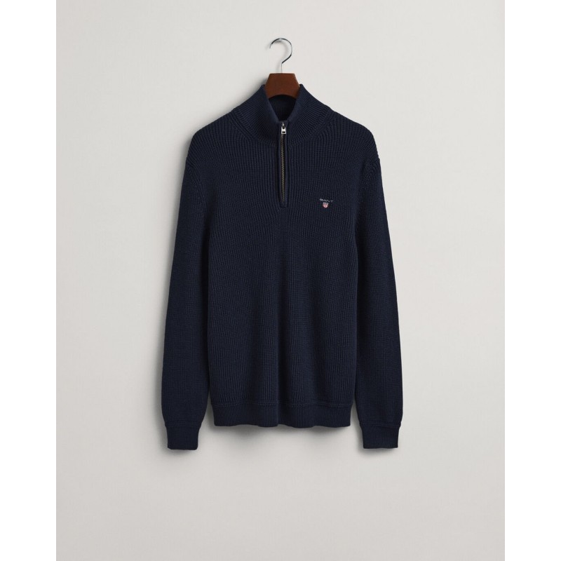 COTTON WOOL RIB HALF ZIP