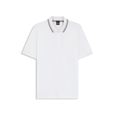 Polo slim fit en coton avec col rayé
