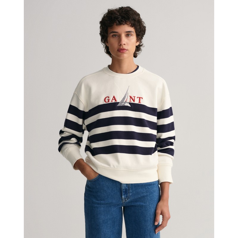 SAIL STRIPED C-NECK SWEAT