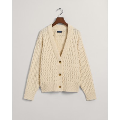 COTTON TEXTURE V-NECK CARDIGAN