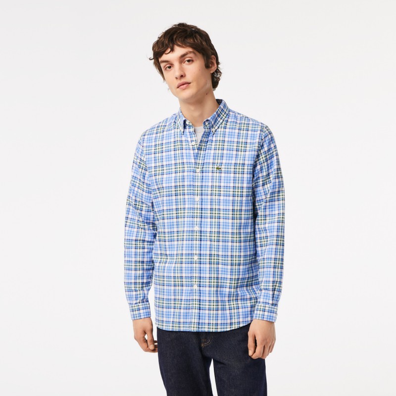 Chemise à carreaux homme Lacoste en coton biologique