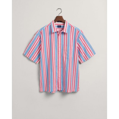 REL COTTON LINEN STRIPE SS SHIRT