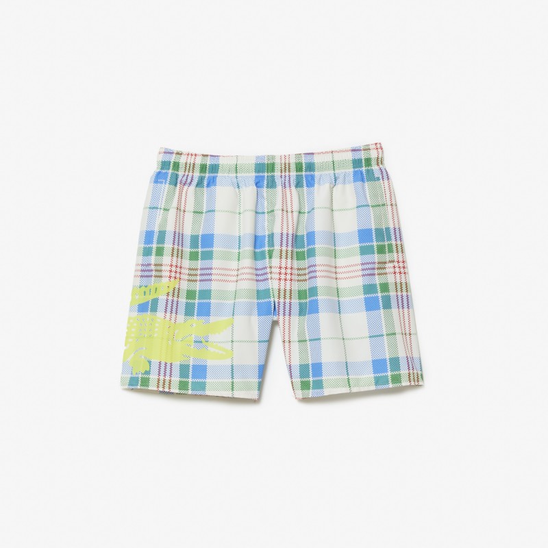 Short de bain à carreaux colorés homme Lacoste quick dry