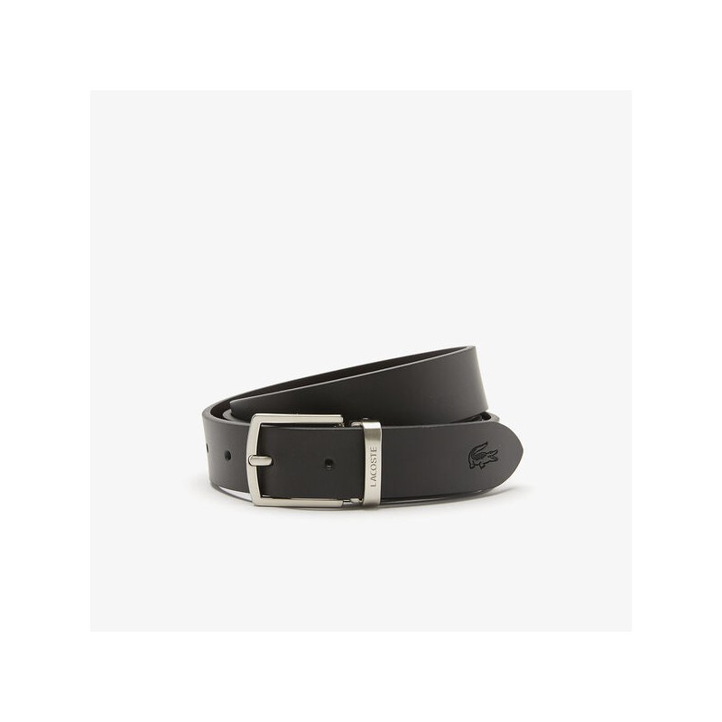 Ceinture homme Lacoste à boucle carrée gravée en cuir grainé