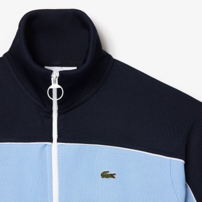 Sweatshirt zippé color-block en interlock piqué