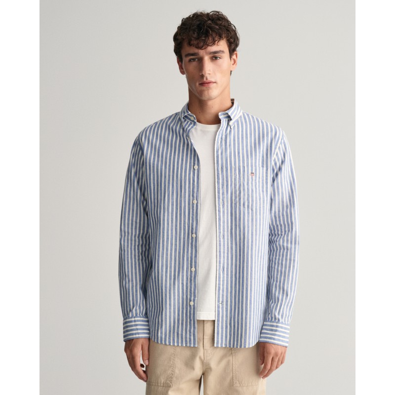 REG COTTON LINEN STRIPE SHIRT