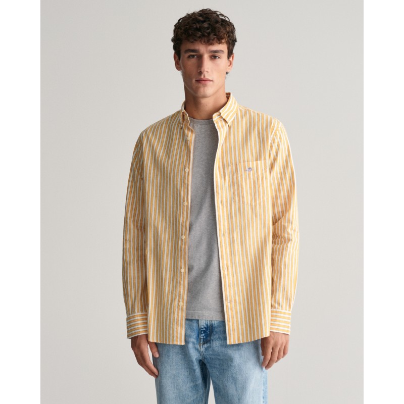 REG COTTON LINEN STRIPE SHIRT