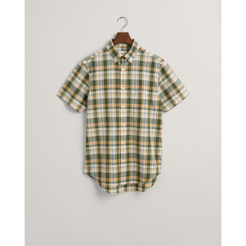 REG COTTON LINEN CHECK SS SHIRT