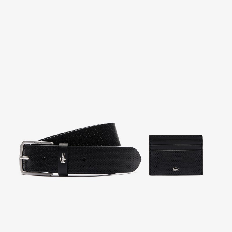 Coffret ceinture en cuir et porte-cartes