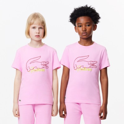 T-shirt en coton avec imprimé crocodile coloré 
