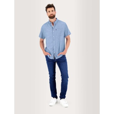 Chemise Homme Manches Courtes Coton Bleu