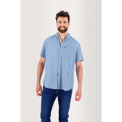 Chemise Homme Manches Courtes Coton Bleu