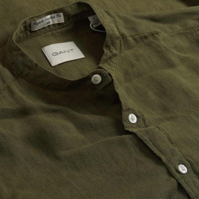 REG GMNT DYED LINEN BAND SHIRT