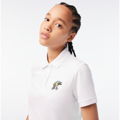 Polo femme Lacoste x Netflix imprimé crocodile séries