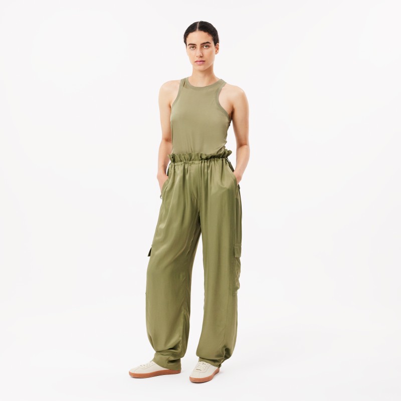 Pantalon cargo oversize en satin