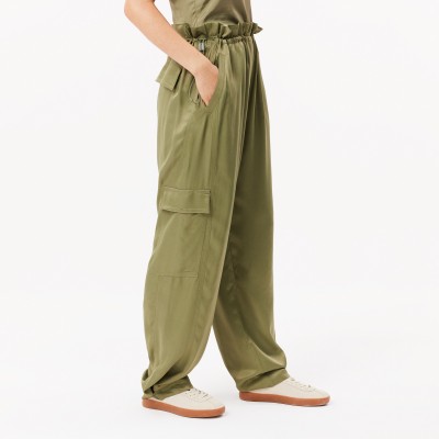 Pantalon cargo oversize en satin