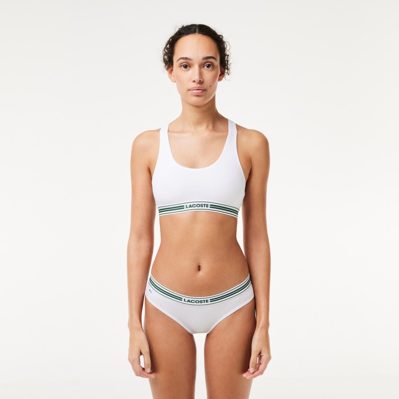 Brassière avec logo centré en coton stretch