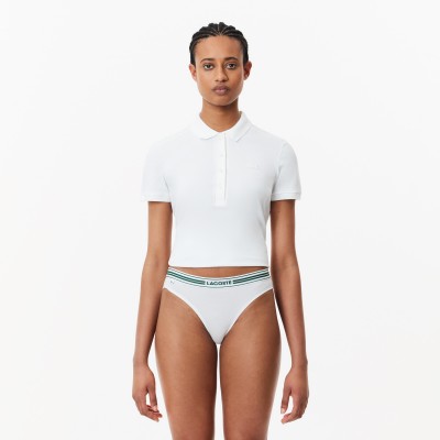 Culotte avec ceinture contrastée en coton stretch