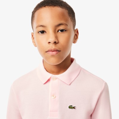 Polo regular fit à manches longues enfant Lacoste en petit piqué uni