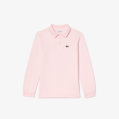 Polo regular fit à manches longues enfant Lacoste en petit piqué uni