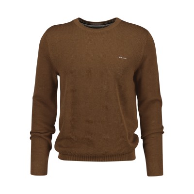 Cotton Piqué Crew Neck Sweater