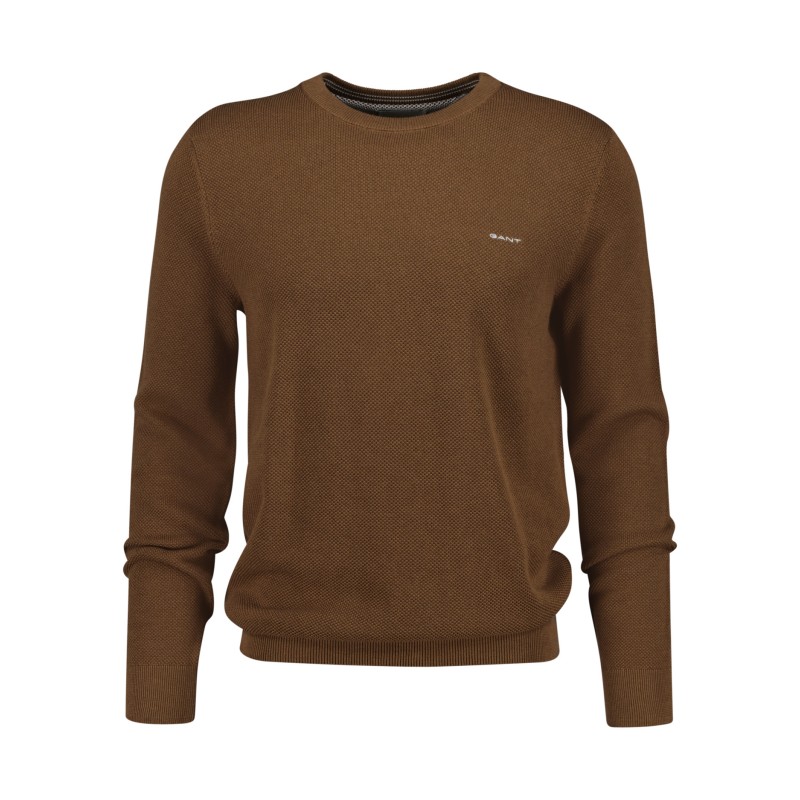 Cotton Piqué Crew Neck Sweater