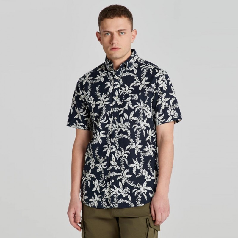 REG COTTON LINEN PALM SS SHIRT